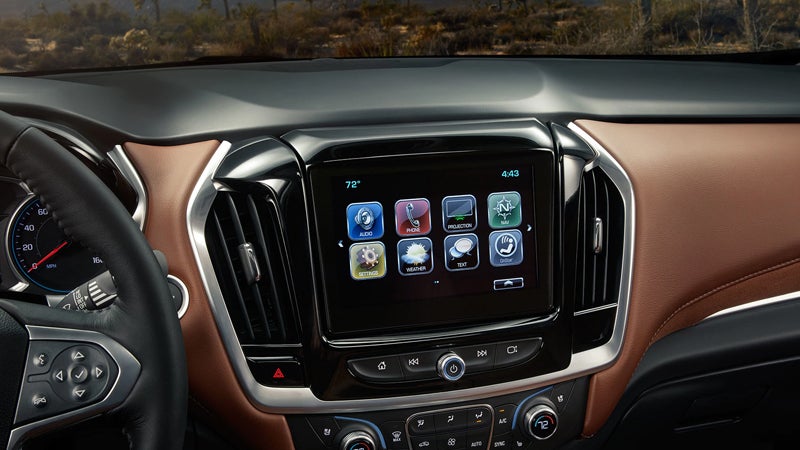 Chevrolet MyLink® infotainment system displayed on the dashboard of the 2018 Traverse.