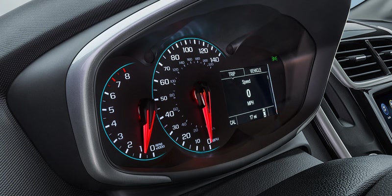 Chevrolet Sonic speedometer and fuel gauge display.