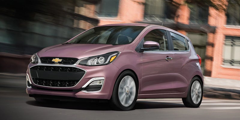 Chevrolet Spark in motion on the road