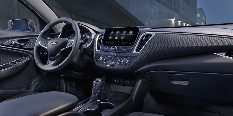 Chevrolet Malibu's steering wheel and dashboard view