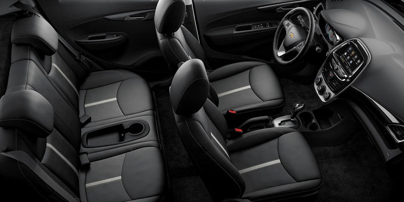 Chevrolet Spark interior with black leather seats