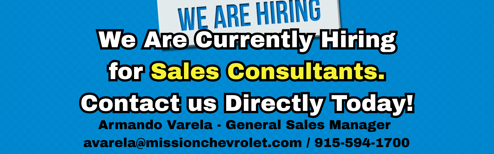 Hiring sales consultants banner Dec. 2025
