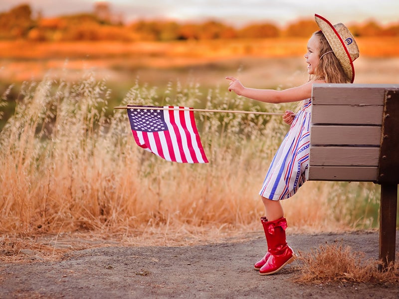 girl with american flag